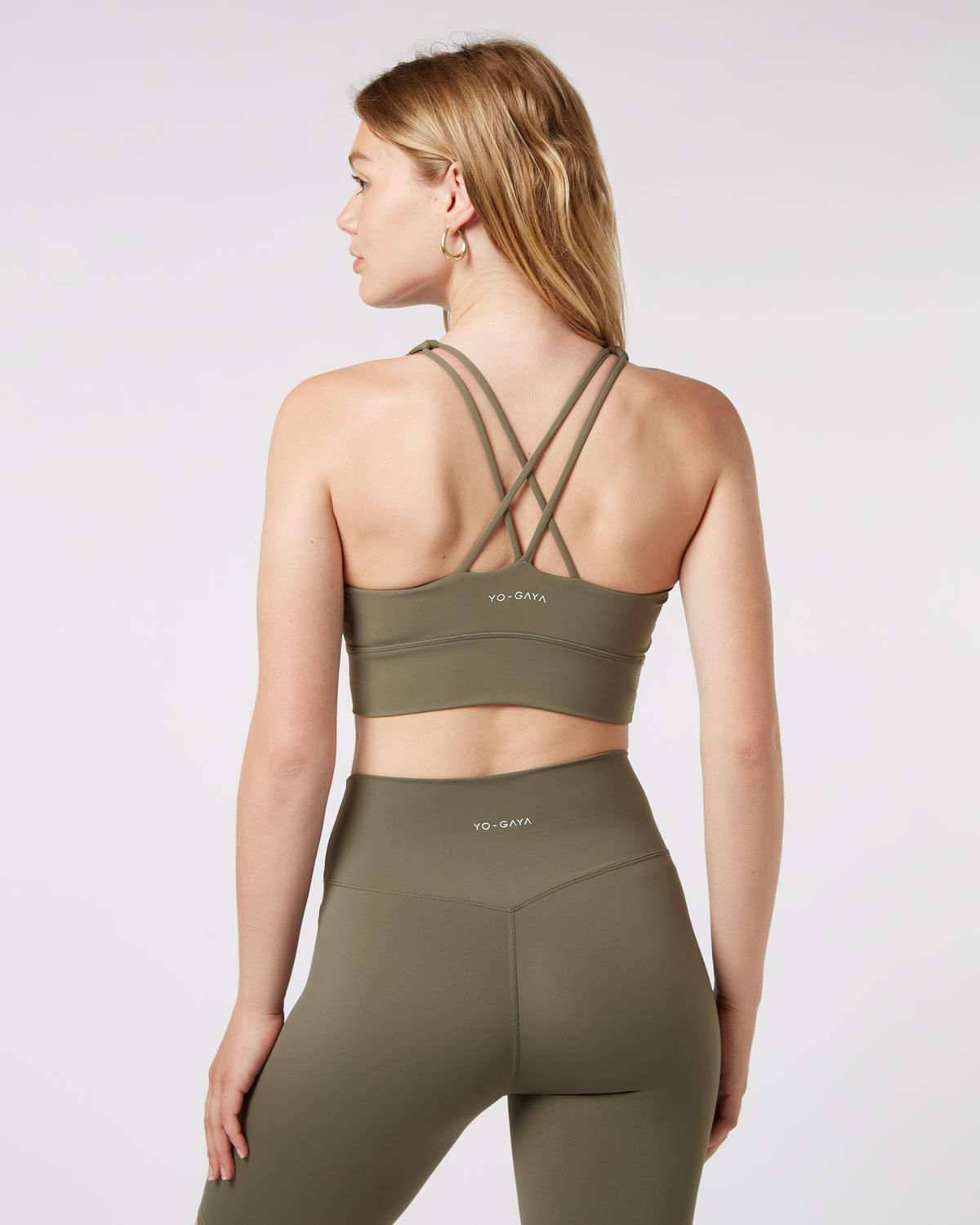 Cross Back Bra - Olive Green