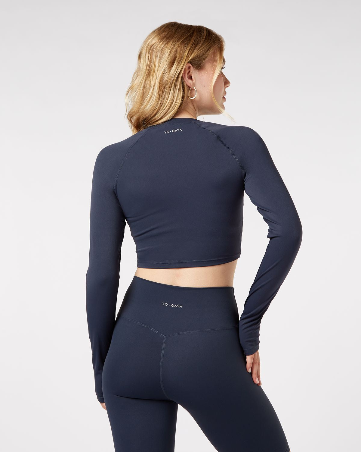 Long Sleeve Crop Top - Deep Ocean Blue